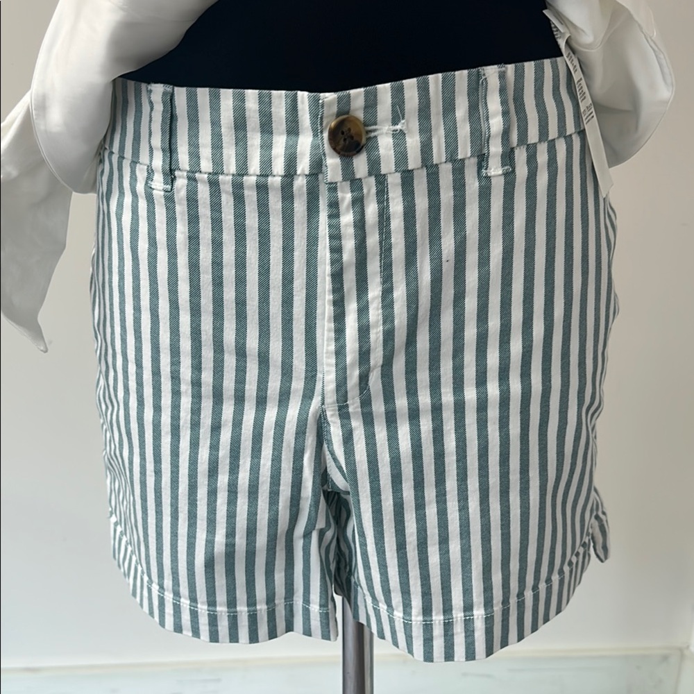 Old Navy Green and White Bermuda Shorts with Stripes